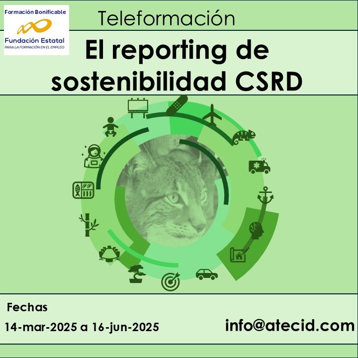 Curso de Reporting de sostenibilidad CSRD en madalidad teleformación, 120 h bonificable