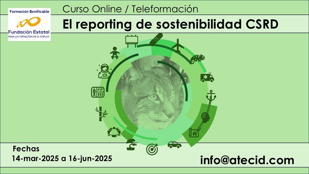 Curso de Reporting de sostenibilidad CSRD en madalidad teleformación, 120 h bonificable